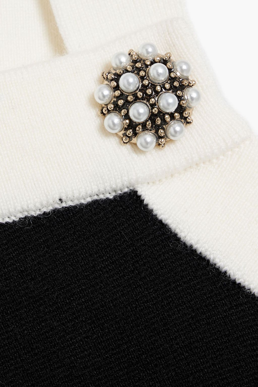 ALICE + OLIVIA Dandi cropped embellished wool-blend top