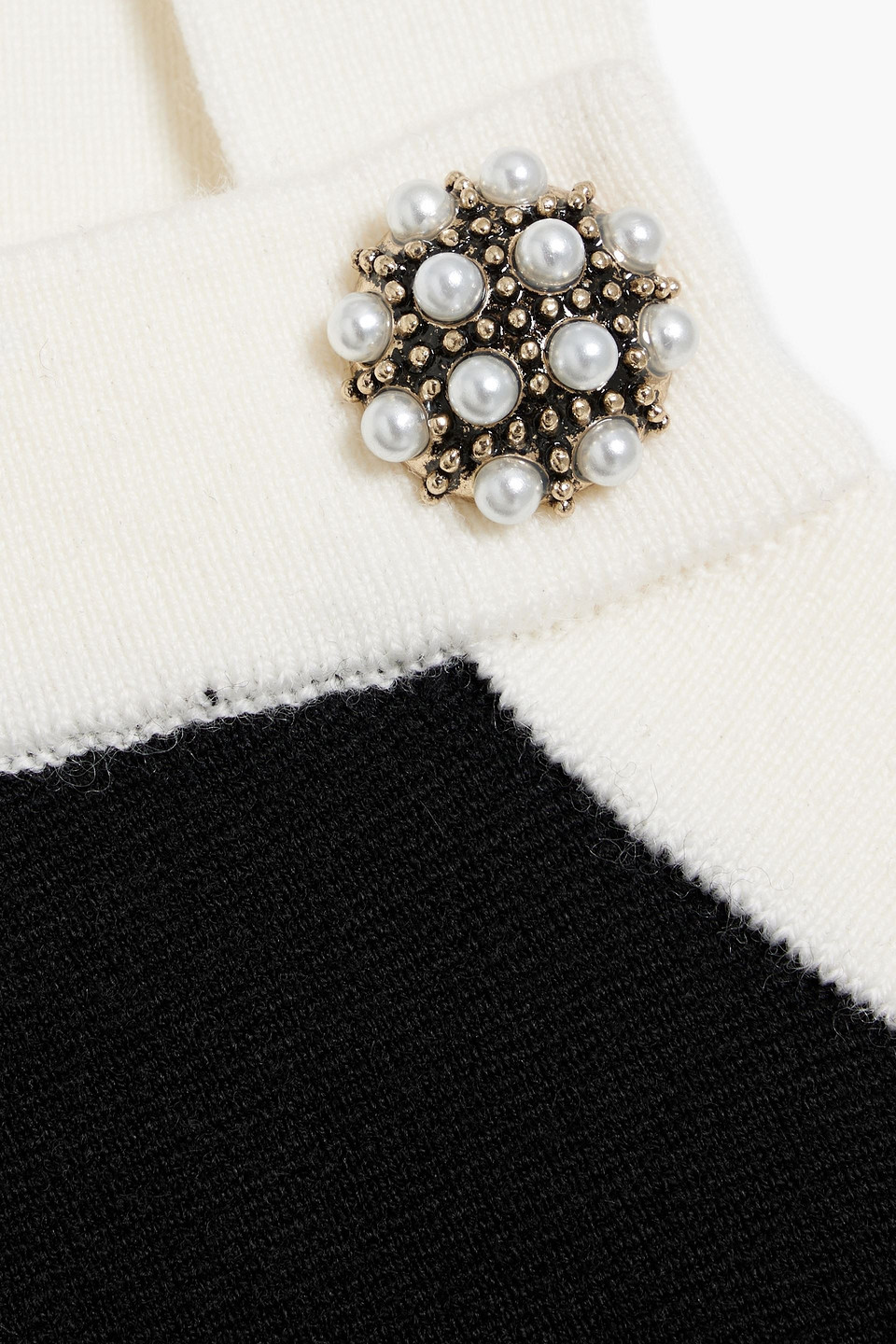 Alice And Olivia Dandi Cropped Embellished Wool-blend Top In Black