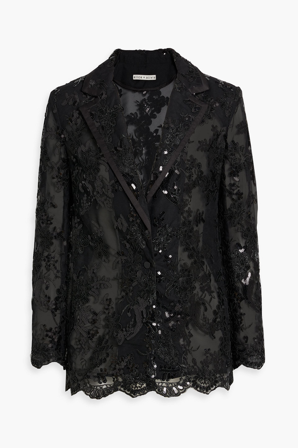 Alice And Olivia Judith Embellished Tulle Blazer In Black