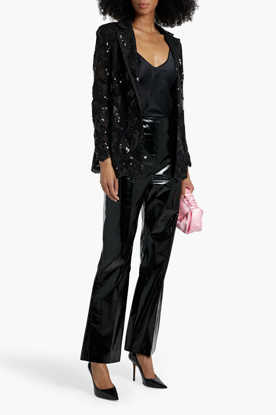 Alice And Olivia Judith Embellished Tulle Blazer In Black