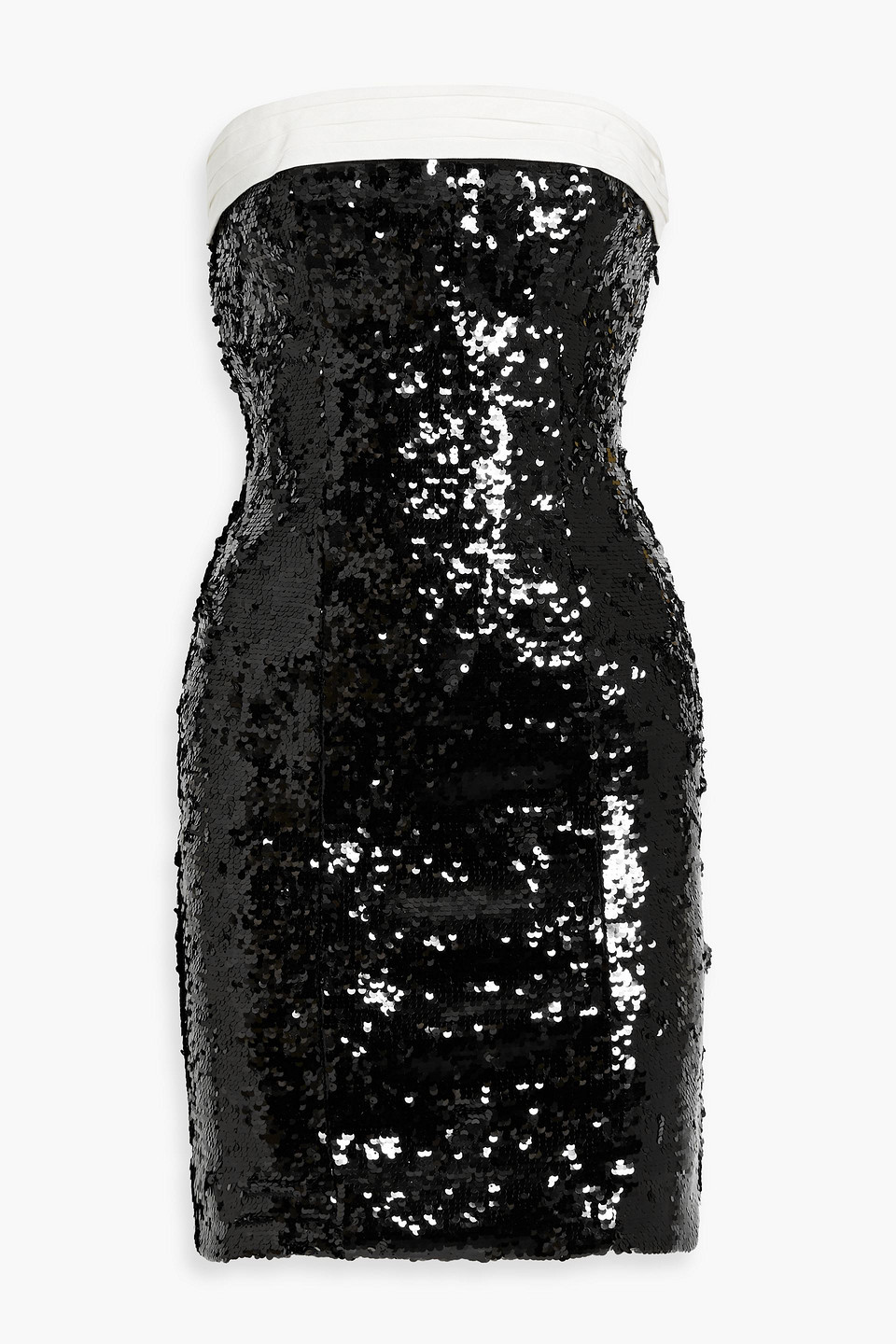 alice olivia - sibella strapless bow-detailed sequined tulle mini dress - black - us 0