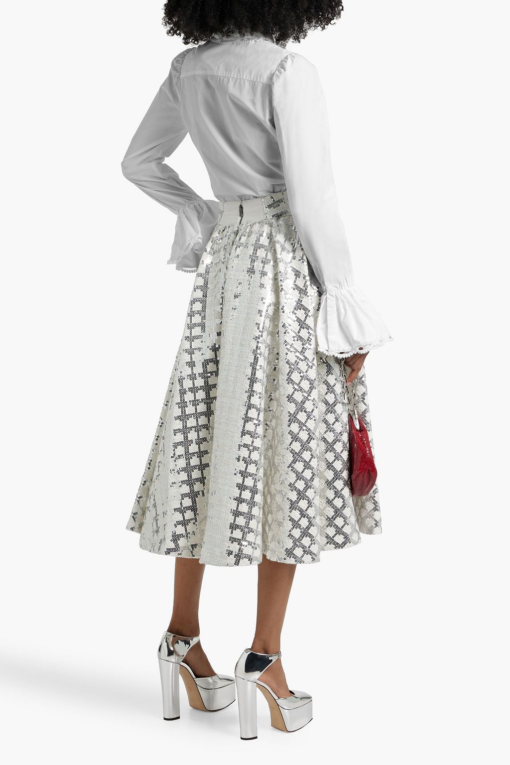 RABANNE Crochet-trimmed cotton-poplin shirt