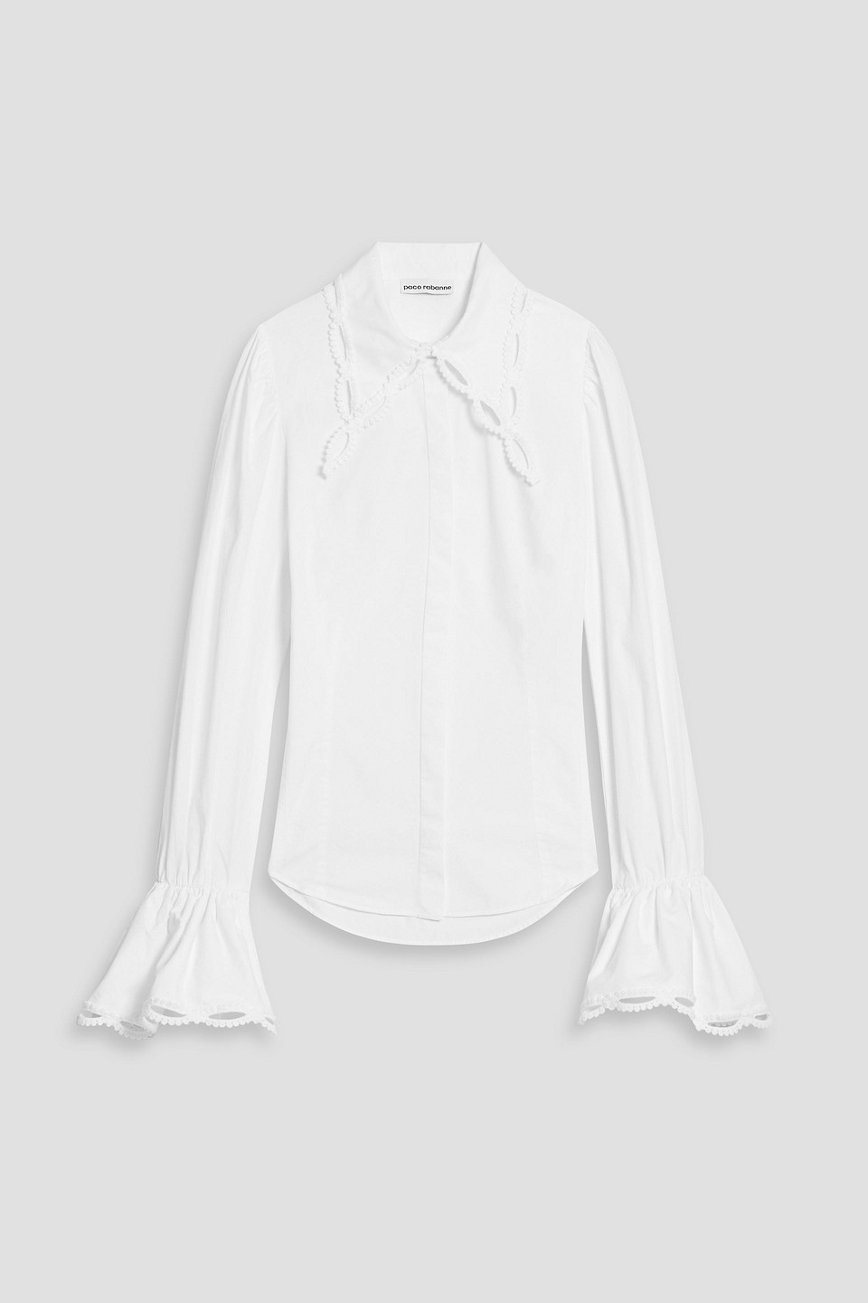Rabanne Crochet-trimmed Cotton-poplin Shirt In White