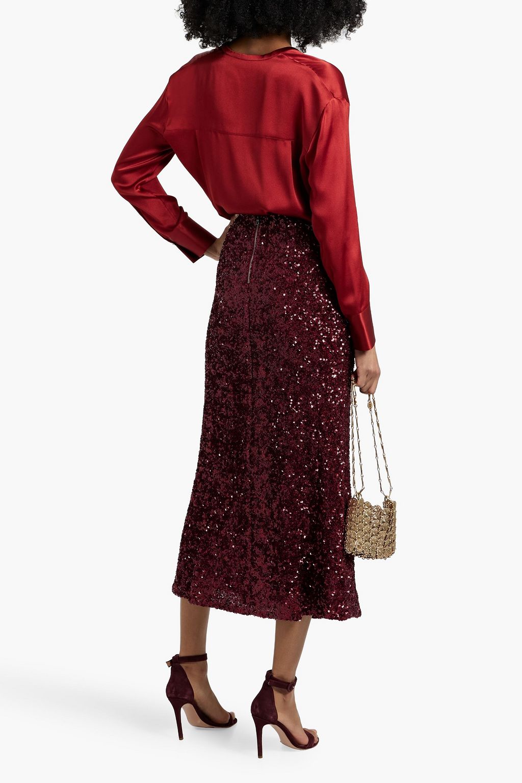 ALICE + OLIVIA Maeve sequined stretch-tulle midi skirt