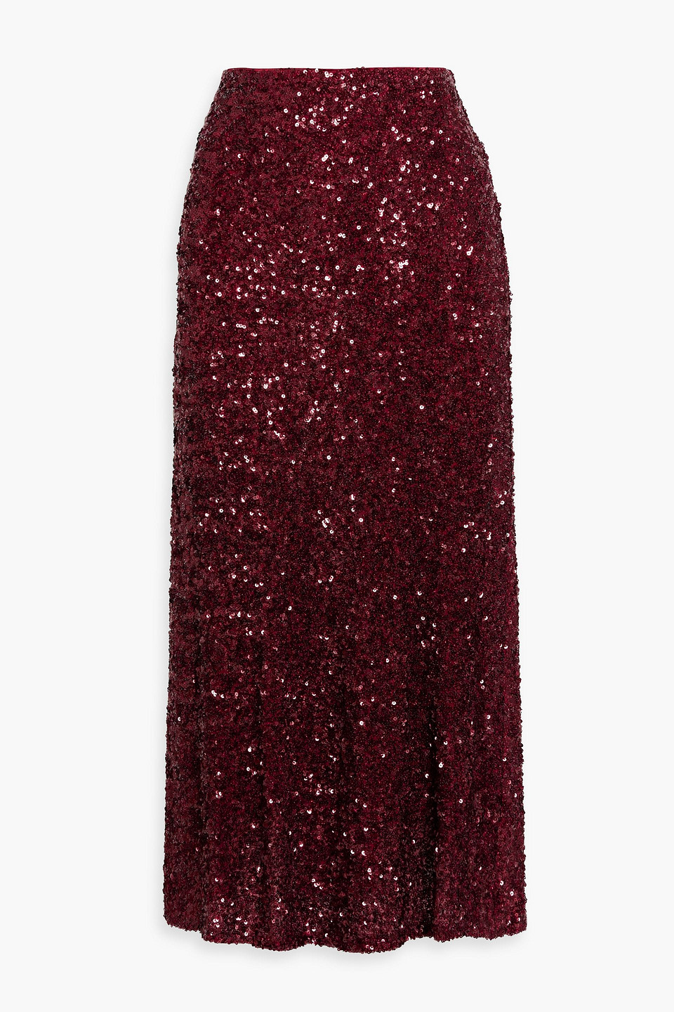 Alice And Olivia Maeve Sequined Stretch-tulle Midi Skirt In Red