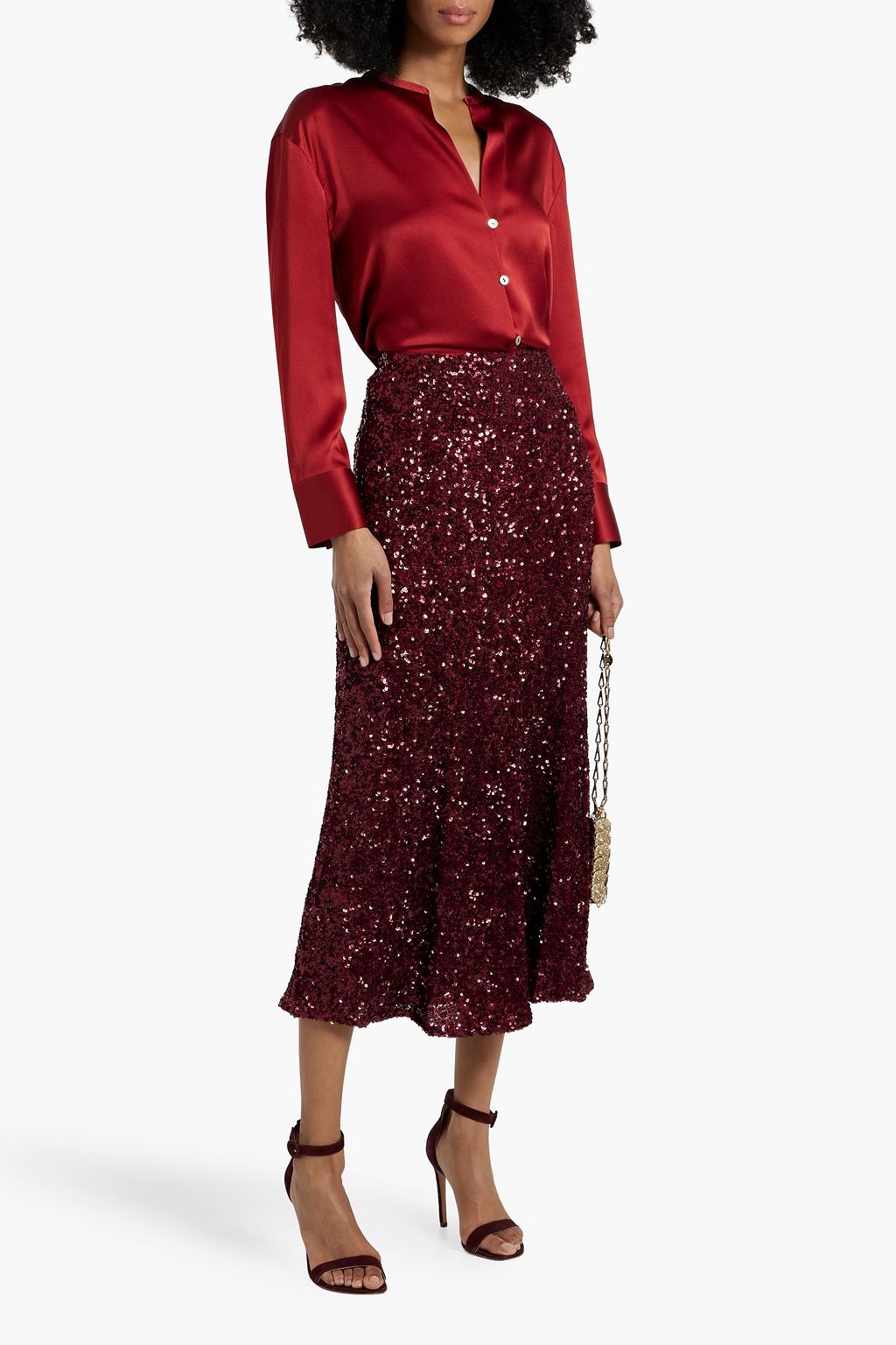 ALICE + OLIVIA Maeve sequined stretch-tulle midi skirt