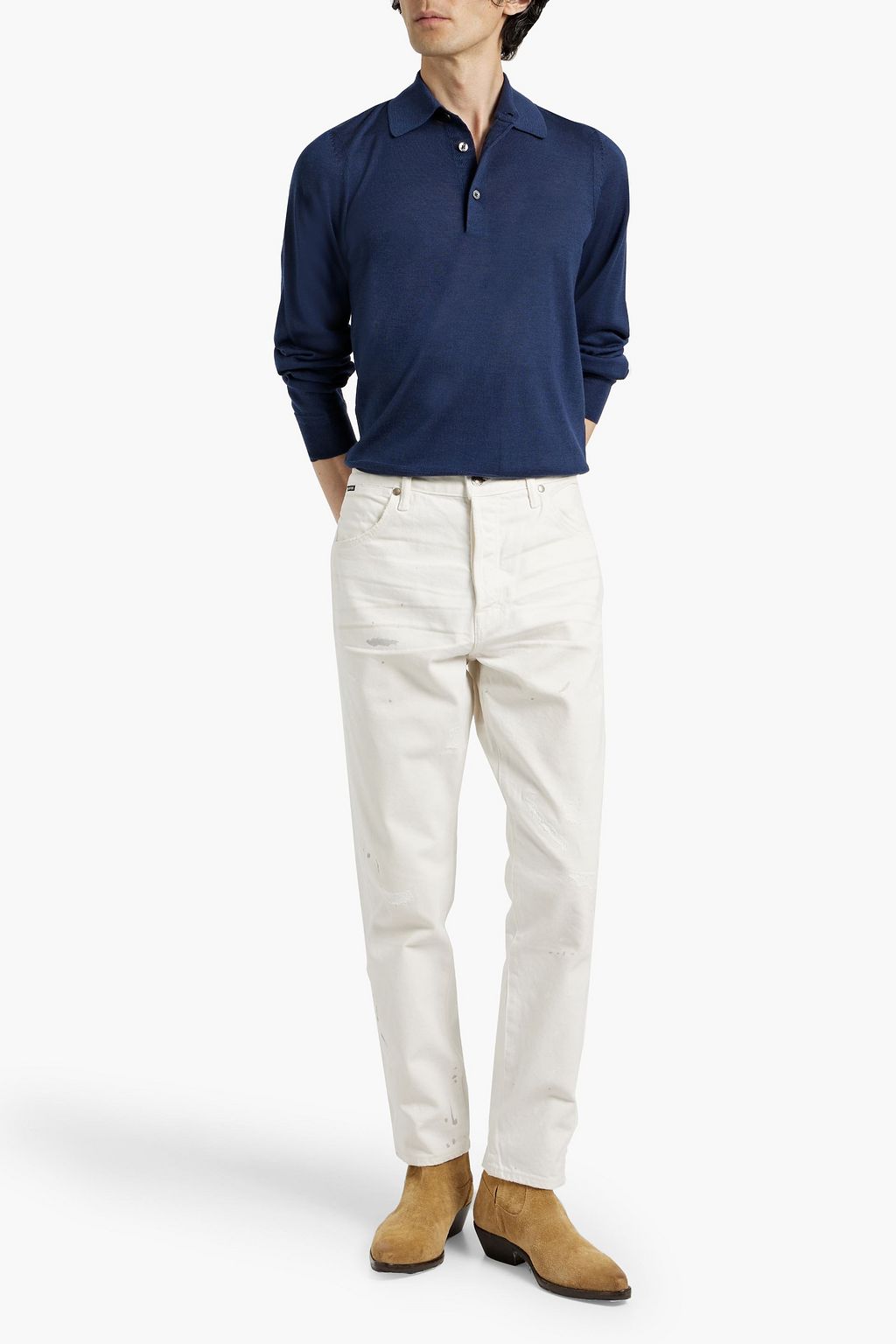 TOM FORD Cashmere and silk-blend polo sweater