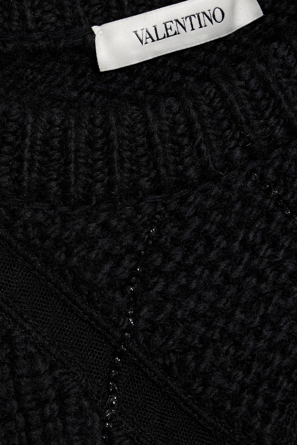 VALENTINO GARAVANI Embroidered tulle-paneled wool sweater