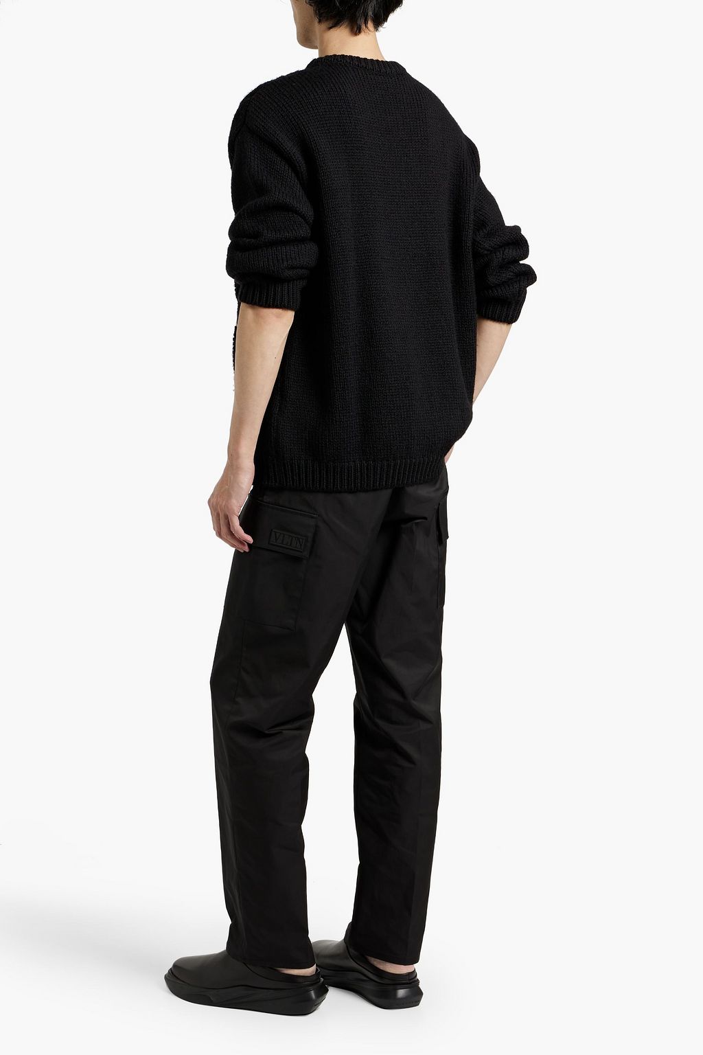 VALENTINO GARAVANI Embroidered tulle-paneled wool sweater