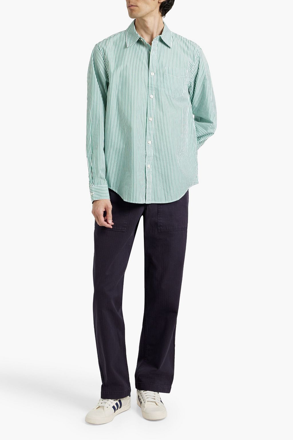 ALEX MILL Mill striped cotton-poplin shirt
