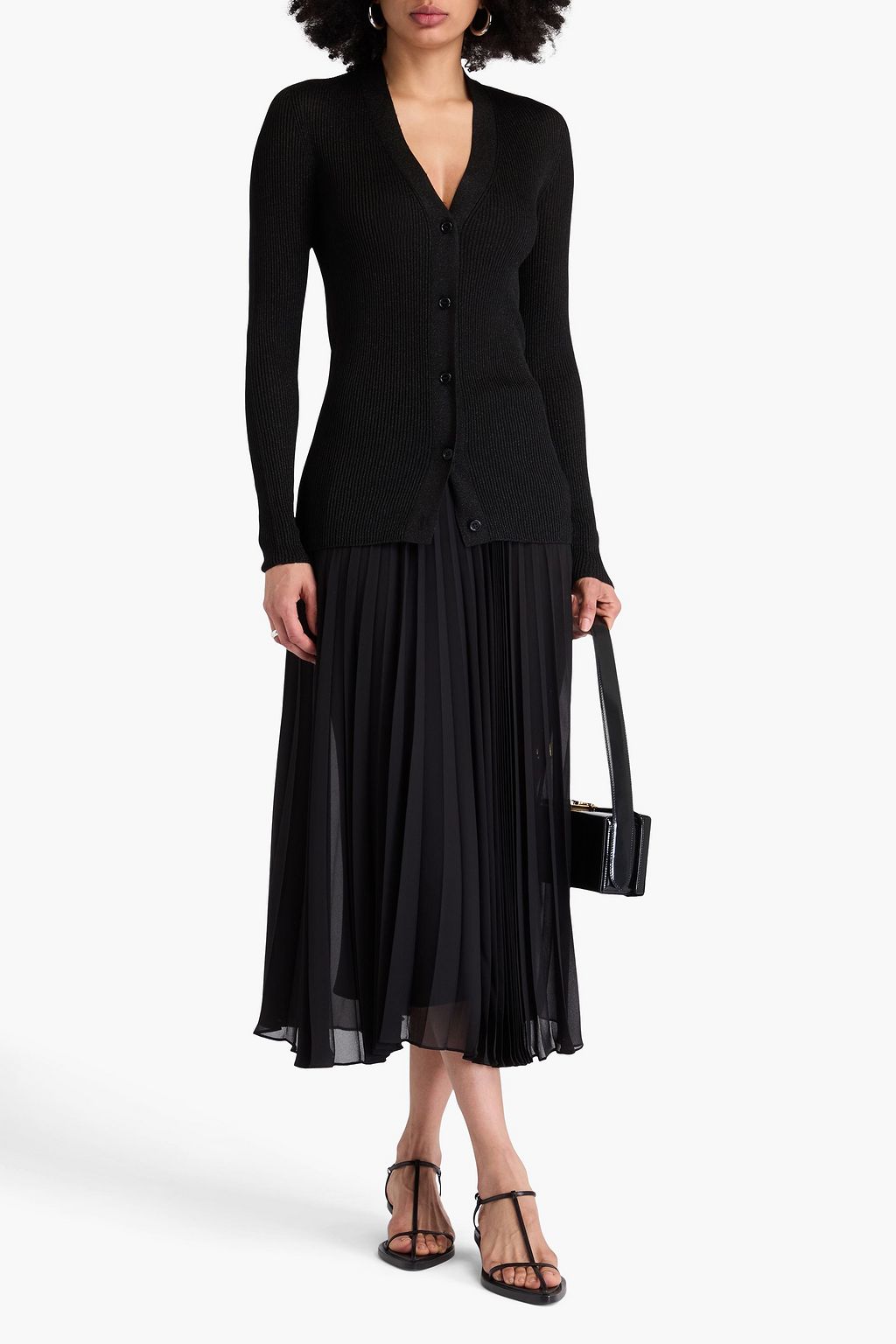 FABIANA FILIPPI Metallic ribbed-knit cardigan