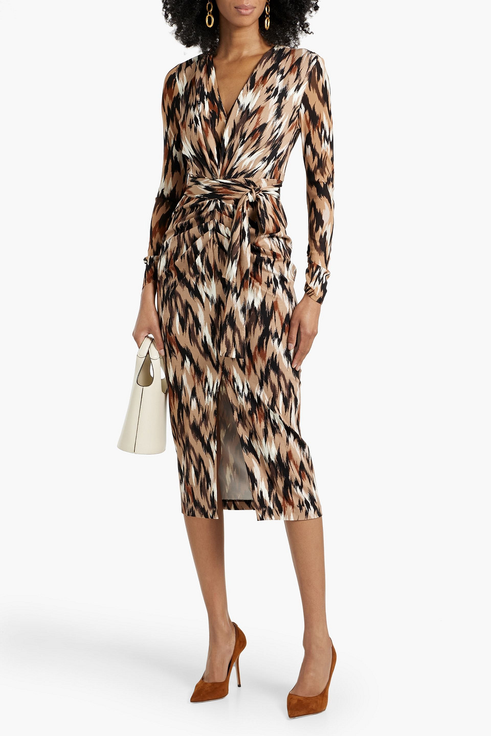 Diane Von Furstenberg Hades Printed Mesh-paneled Jersey Midi Dress
