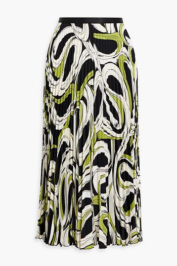 DIANE VON FURSTENBERG 프린트 크레이프 플리츠 미디 스커트