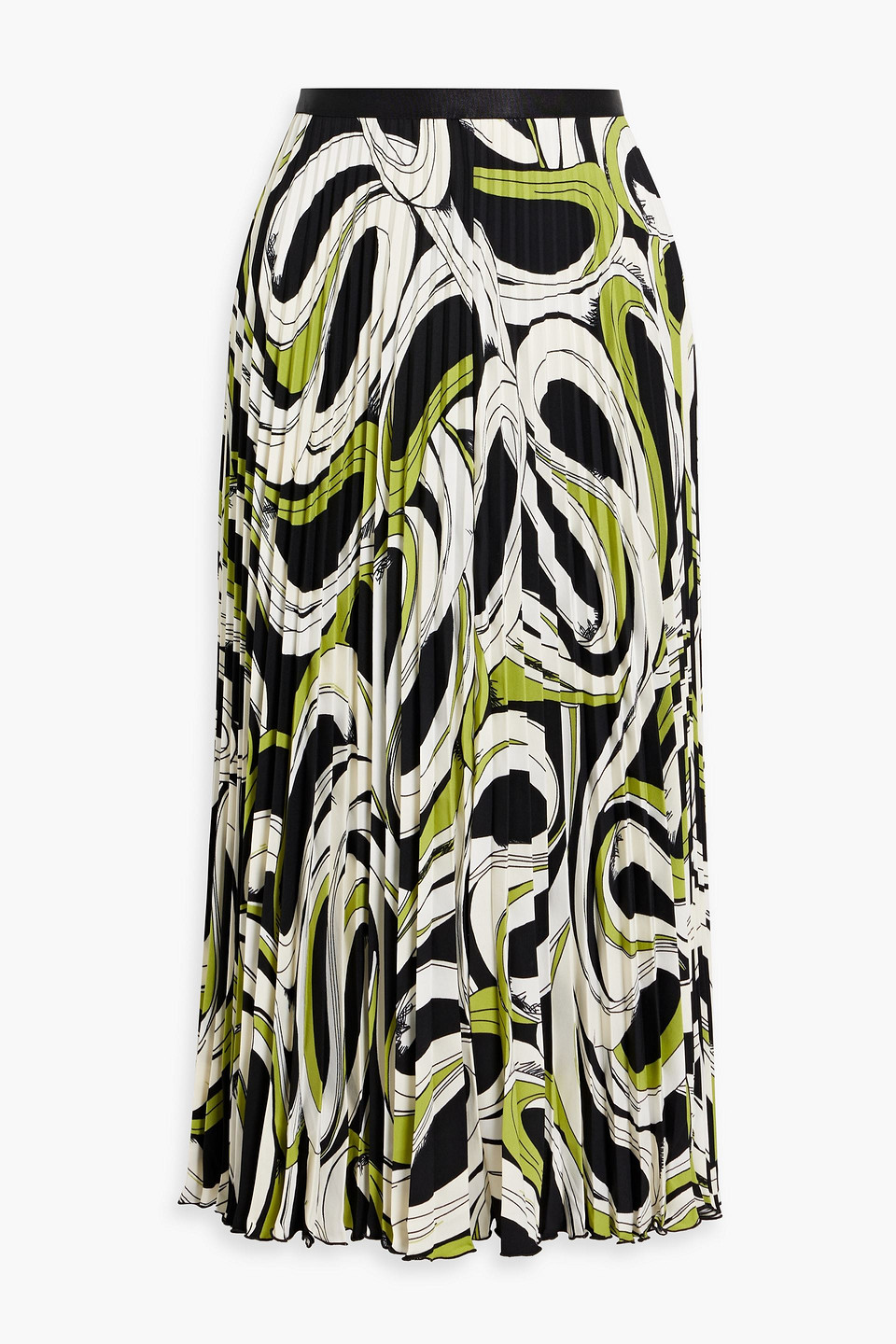 Diane Von Furstenberg Mykola Pleated Printed Crepe Midi Skirt