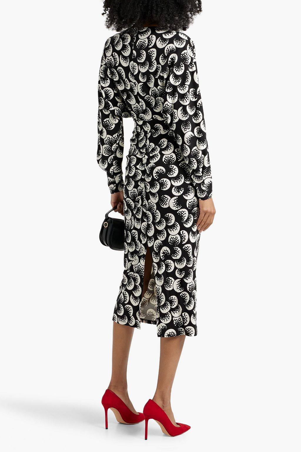 DIANE VON FURSTENBERG リヨセル&ウール混ジャージー ミディワンピース ドレープ&プリント入り