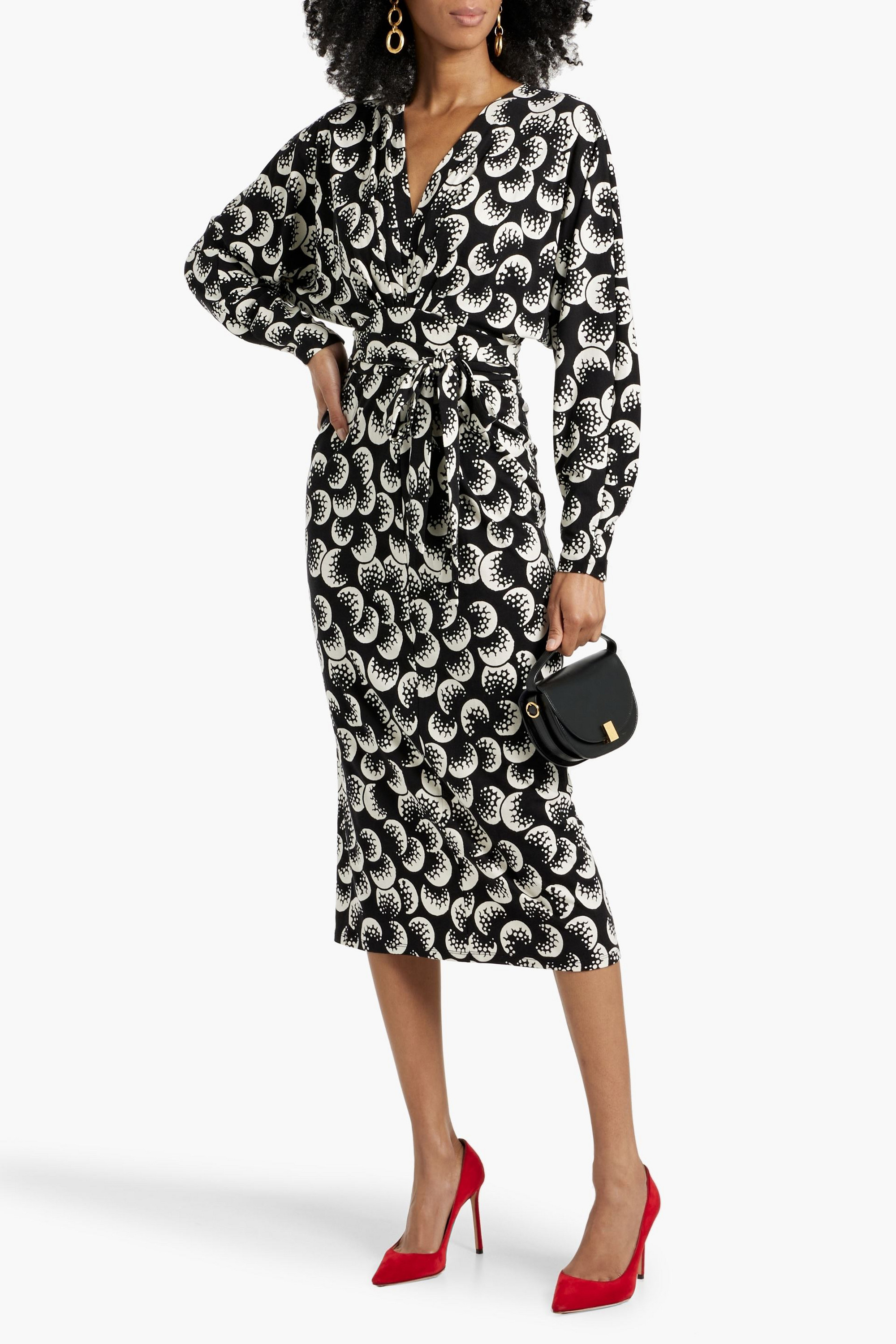 Diane von Furstenberg Zidane draped printed Lyocell and wool-blend jersey midi dress
