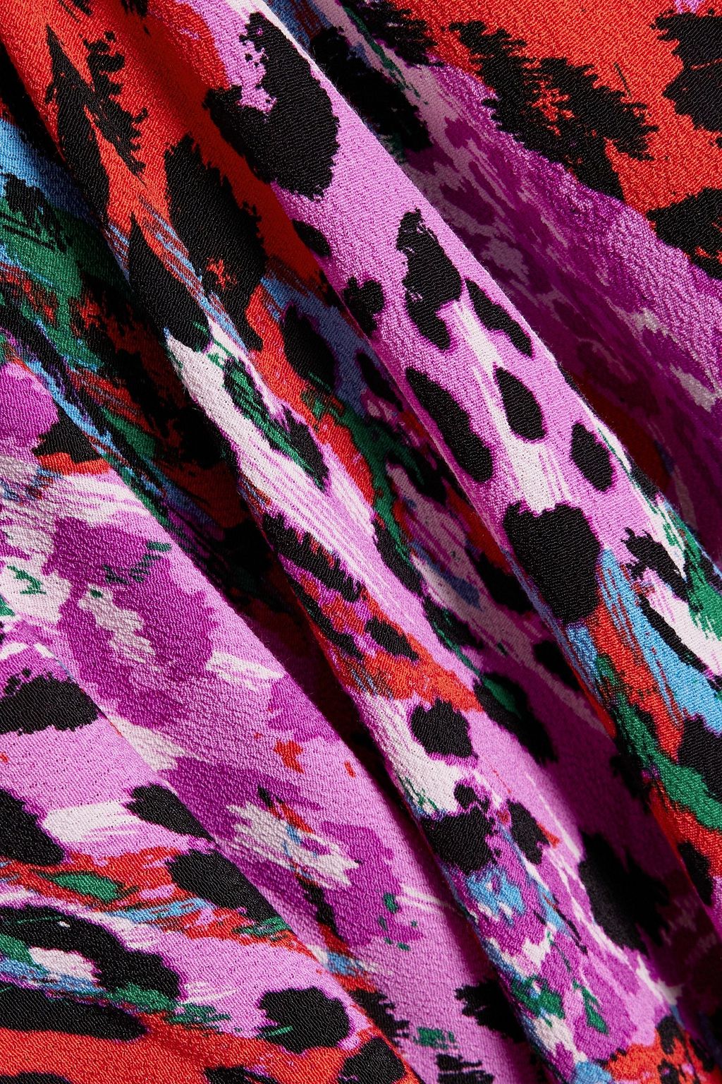 DIANE VON FURSTENBERG クレープ ラップ風ミディワンピース プリント入り