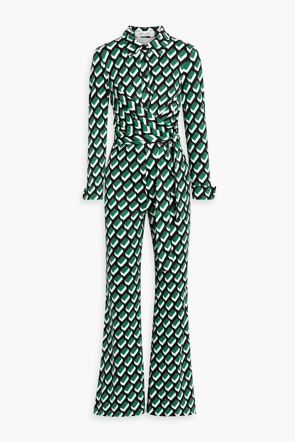 Michele wrap-effect printed jersey wide-leg jumpsuit
