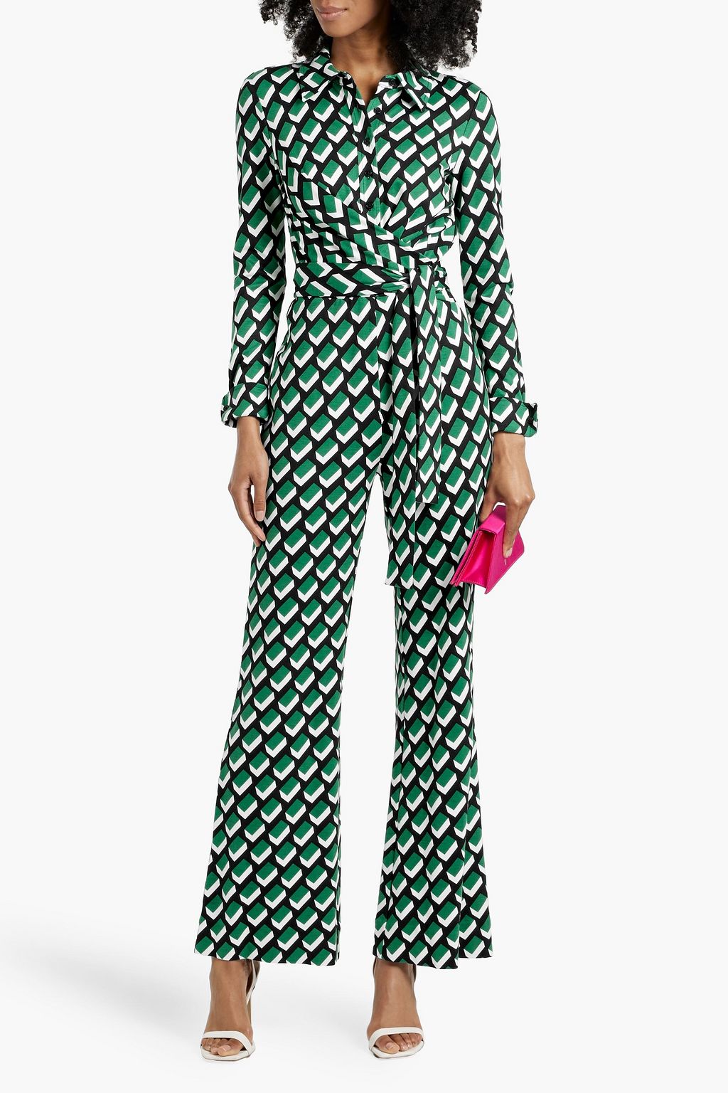 DIANE VON FURSTENBERG Michele wrap-effect leopard-print jersey jumpsuit
