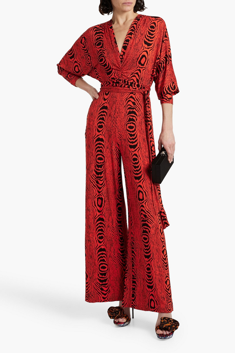 Diane Von Furstenberg Aurelia Zebra-print Stretch-jersey Wide-leg Jumpsuit