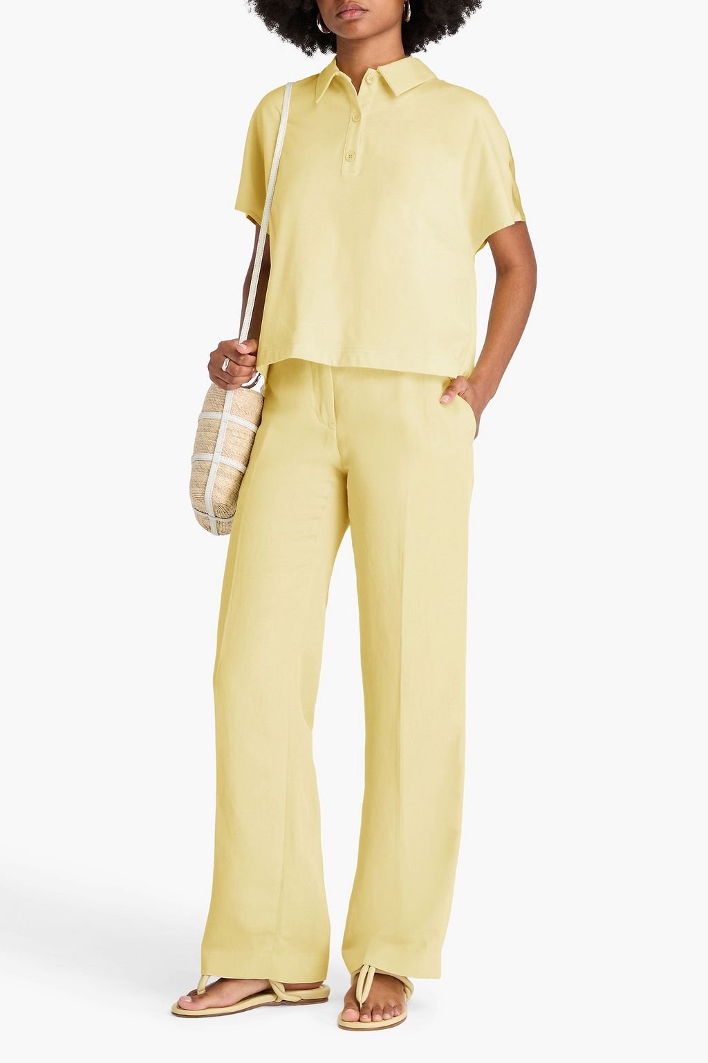 FABIANA FILIPPI Satin-paneled cotton-jersey polo shirt