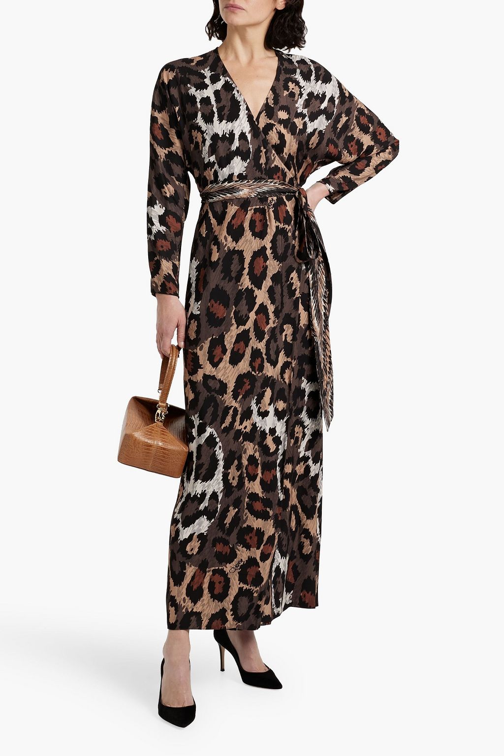 DIANE VON FURSTENBERG クレープ マキシラップドレス リバーシブル プリント入り