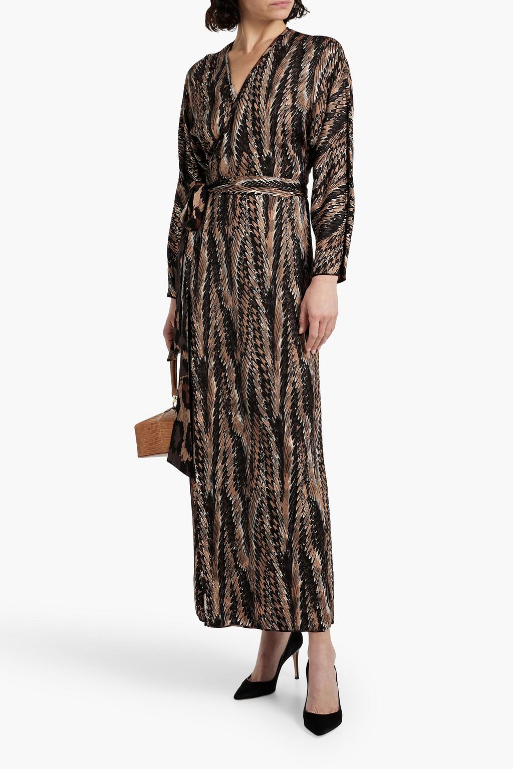 DIANE VON FURSTENBERG クレープ マキシラップドレス リバーシブル プリント入り
