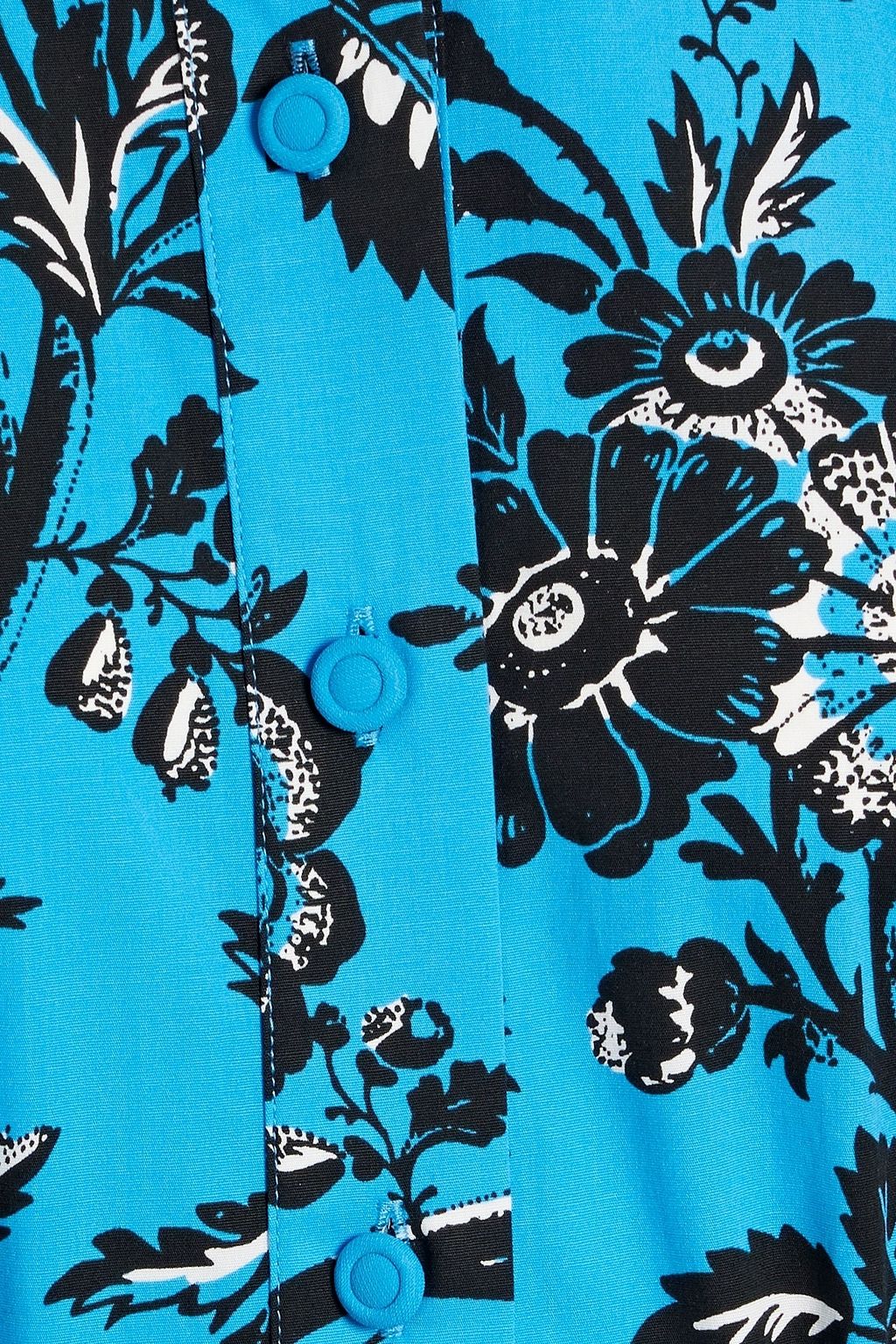 DIANE VON FURSTENBERG コットン混ポプリン ミディシャツワンピース ベルト付き フローラルプリント
