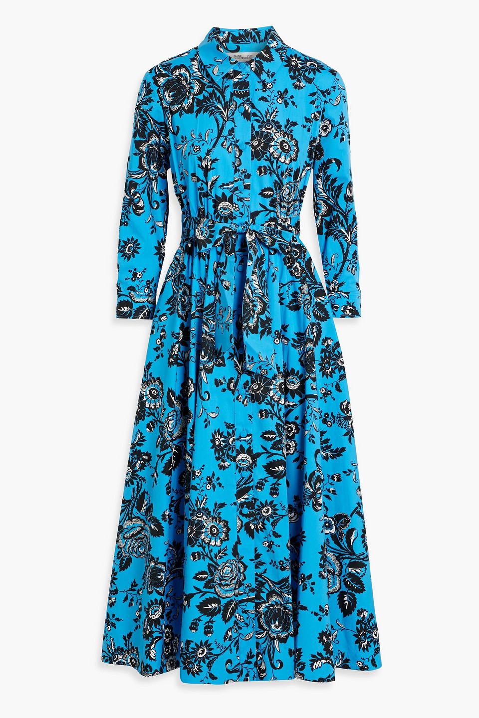Diane Von Furstenberg Blaine Floral-print Cotton-blend Poplin Midi Shirt Dress