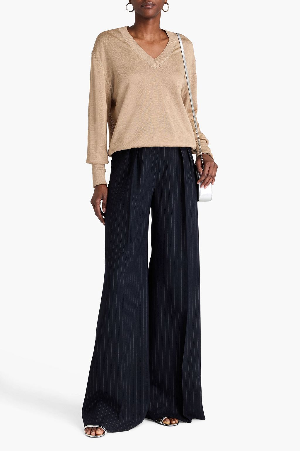 FABIANA FILIPPI Pullover aus einer Leinen-Seidenmischung mit Zierperlen
