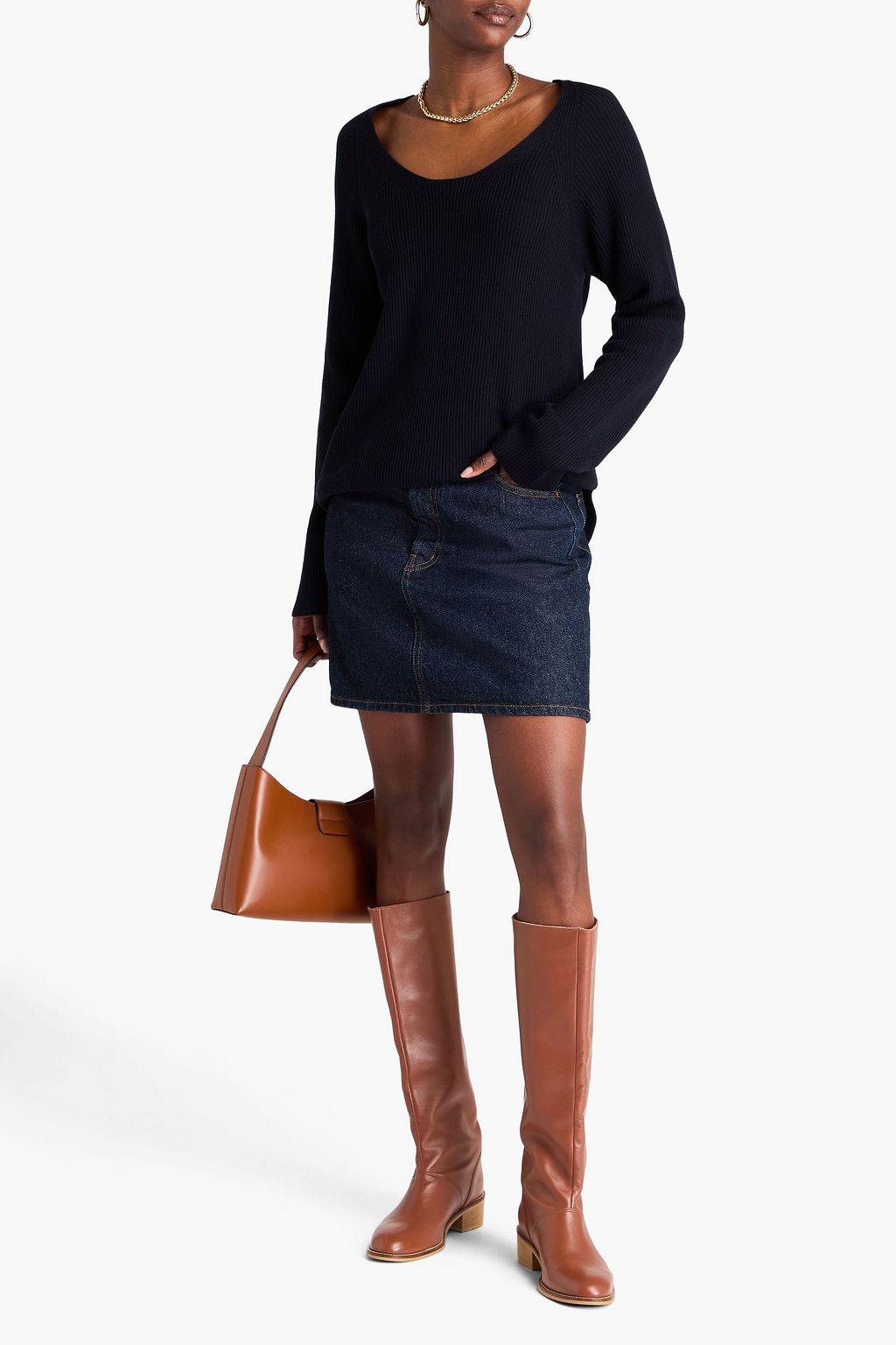 FABIANA FILIPPI Pullover aus einer gerippten Woll-Baumwollmischung