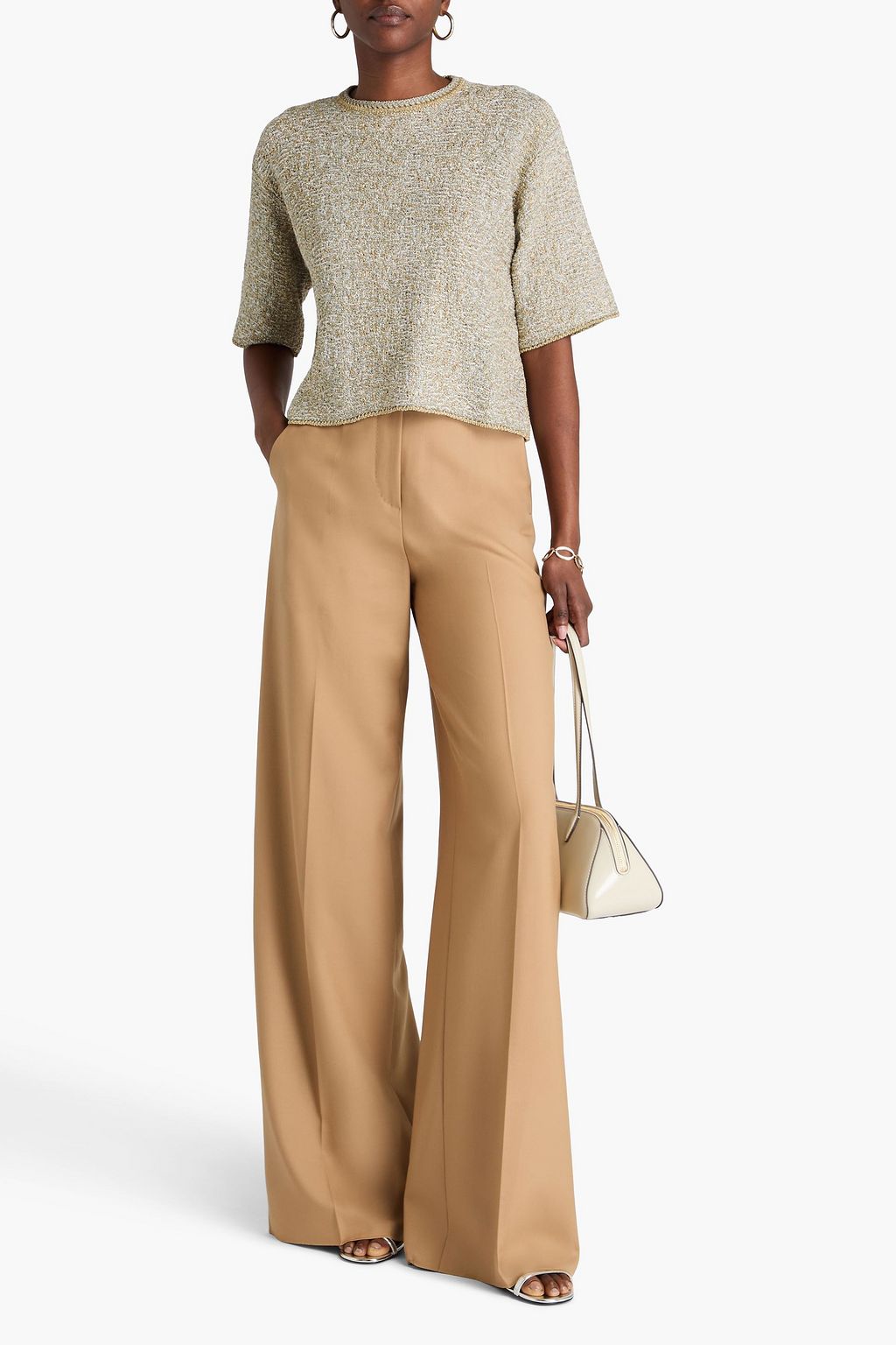 FABIANA FILIPPI Cropped Oberteil aus einer Baumwollmischung mit Metallic-Effekt