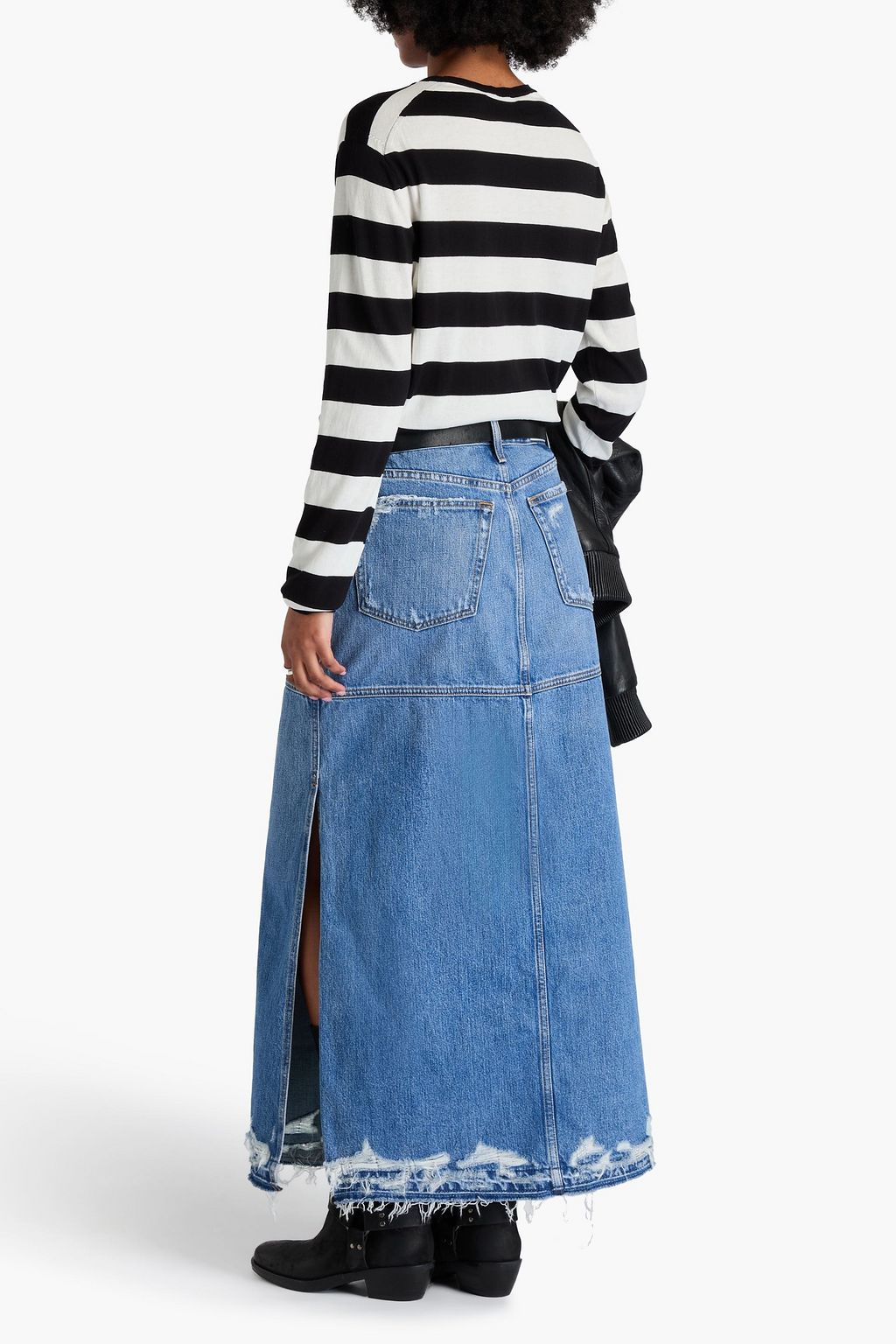 RE/DONE Distressed denim maxi skirt