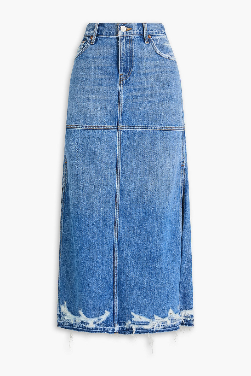 re/done - distressed denim maxi skirt - blue - 23