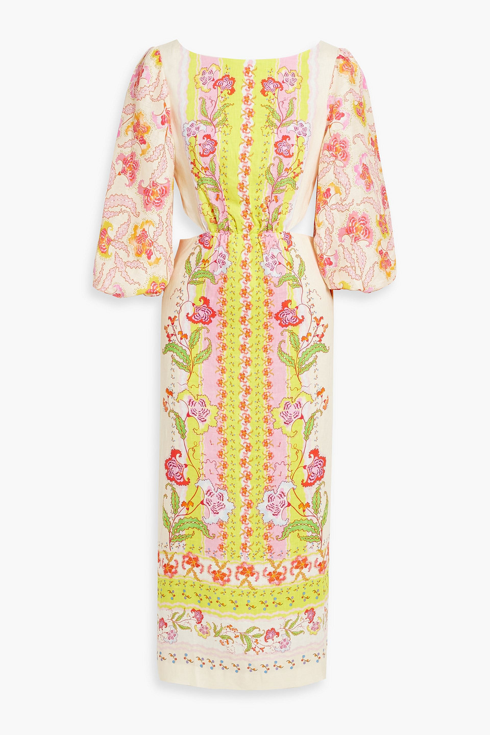 Saloni Neelam Cutout Printed Linen Midi Dress