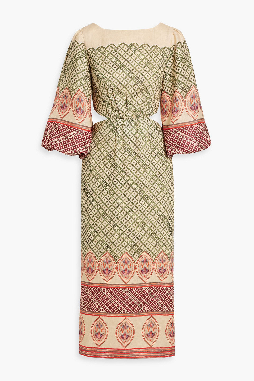 Saloni Neelam Cutout Printed Linen Midi Dress