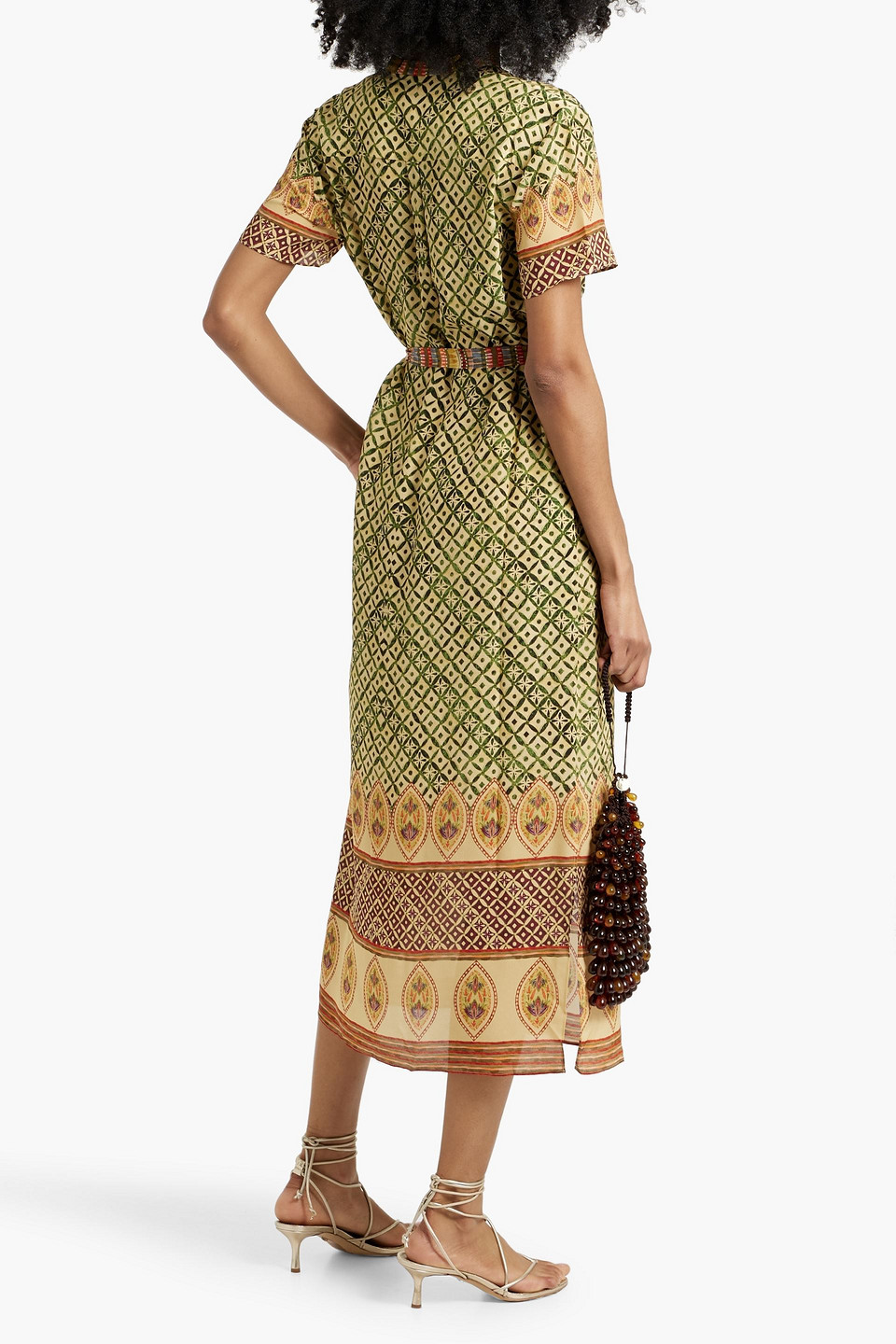 Shop Saloni Vicki Printed Silk Crepe De Chine Midi Dress