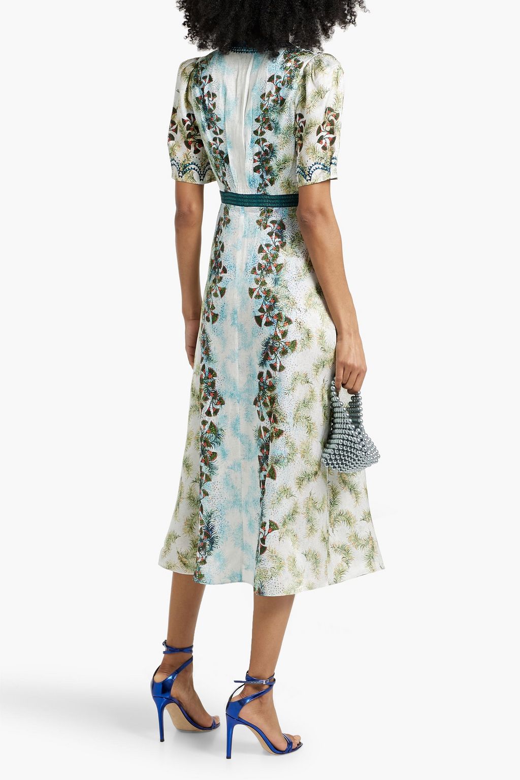 SALONI Tabitha printed silk-jacquard midi dress