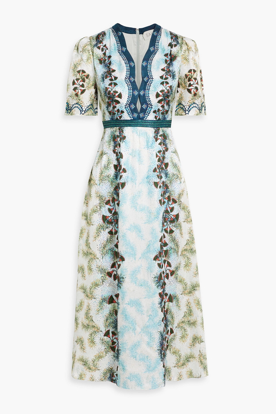 Saloni Tabitha Printed Silk-jacquard Midi Dress