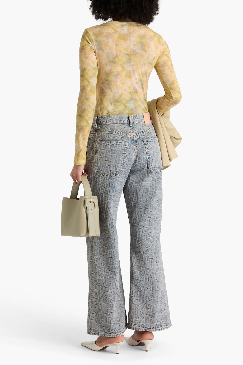 ACNE STUDIOS بنطلون جينز من الجاكار بقصّة بوت كت وخصر مرتفع