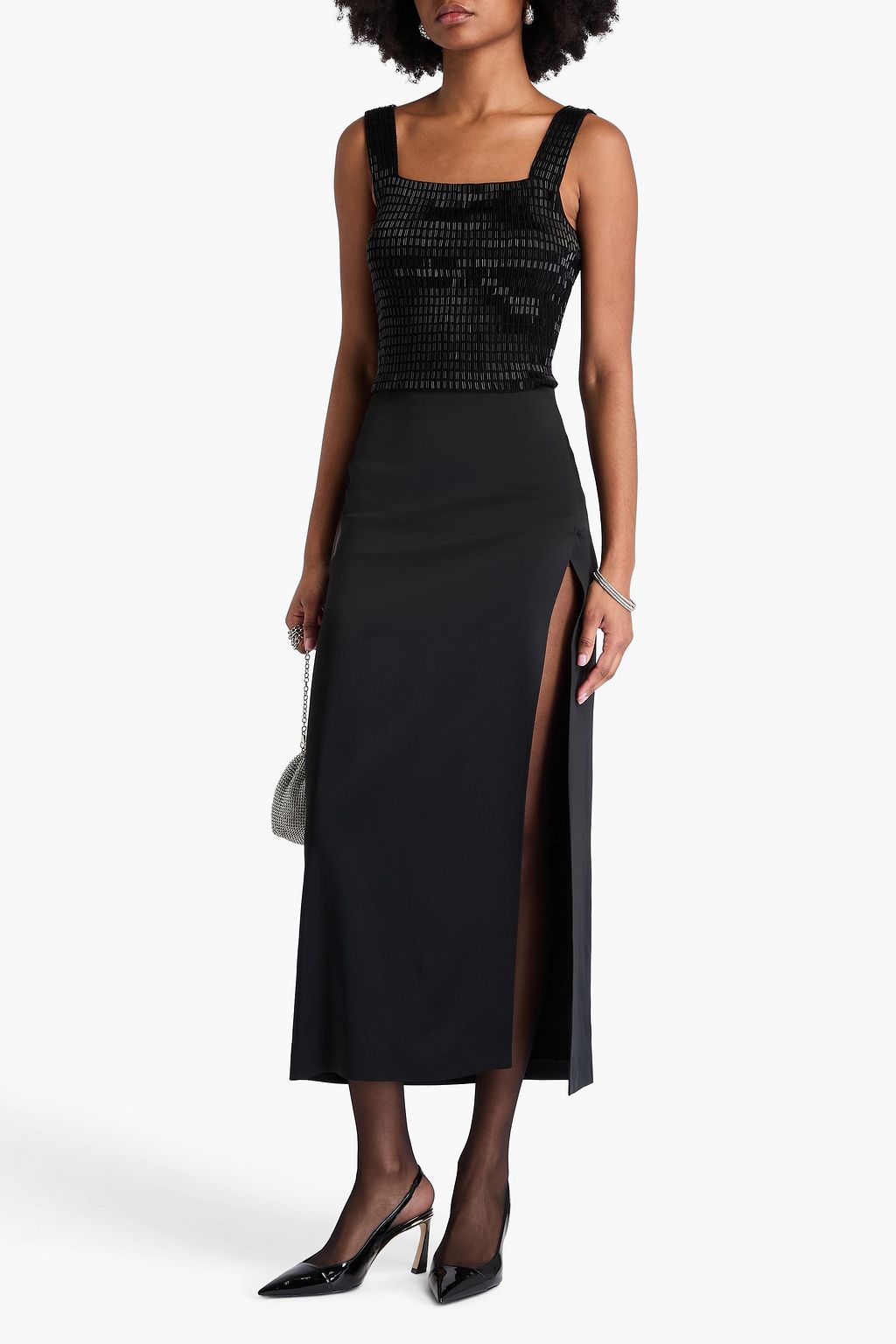 SIMKHAI Carter Cropped Oberteil aus Stretch-Strick mit Pailletten