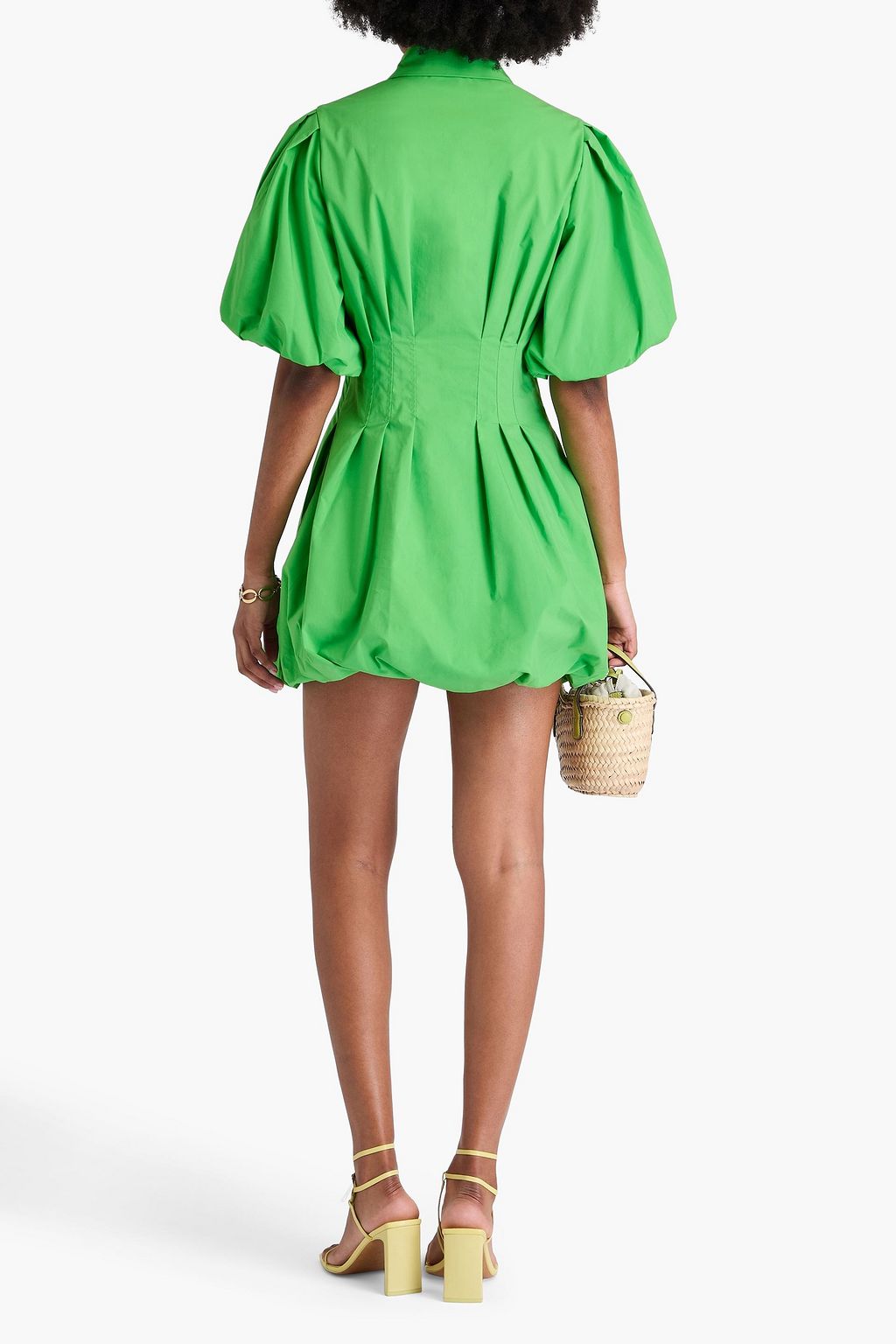 SIMKHAI Cleo pleated cotton-blend mini shirt dress