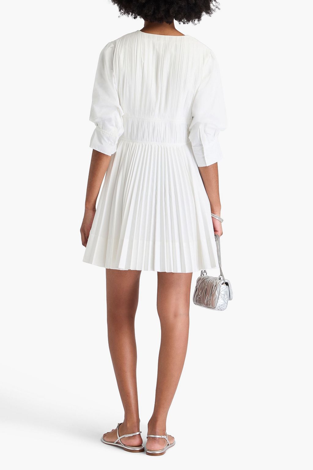SIMKHAI Steph pleated cotton-blend poplin mini dress