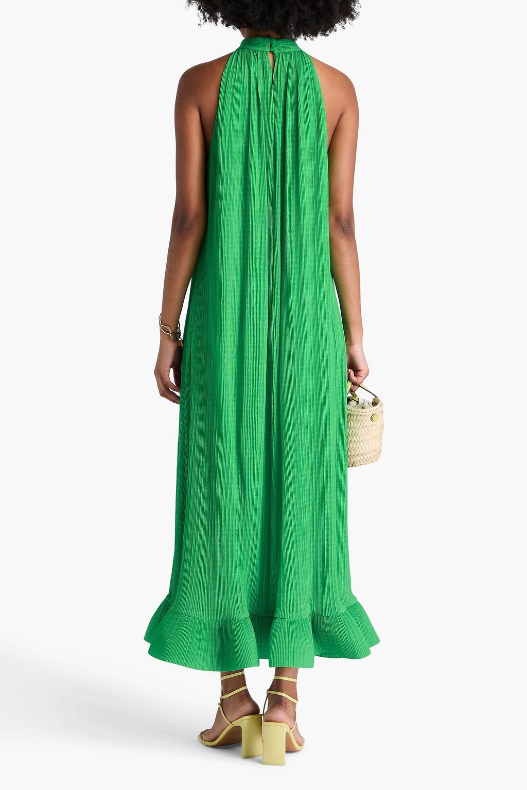 SIMKHAI Rita plissé-jersey midi dress