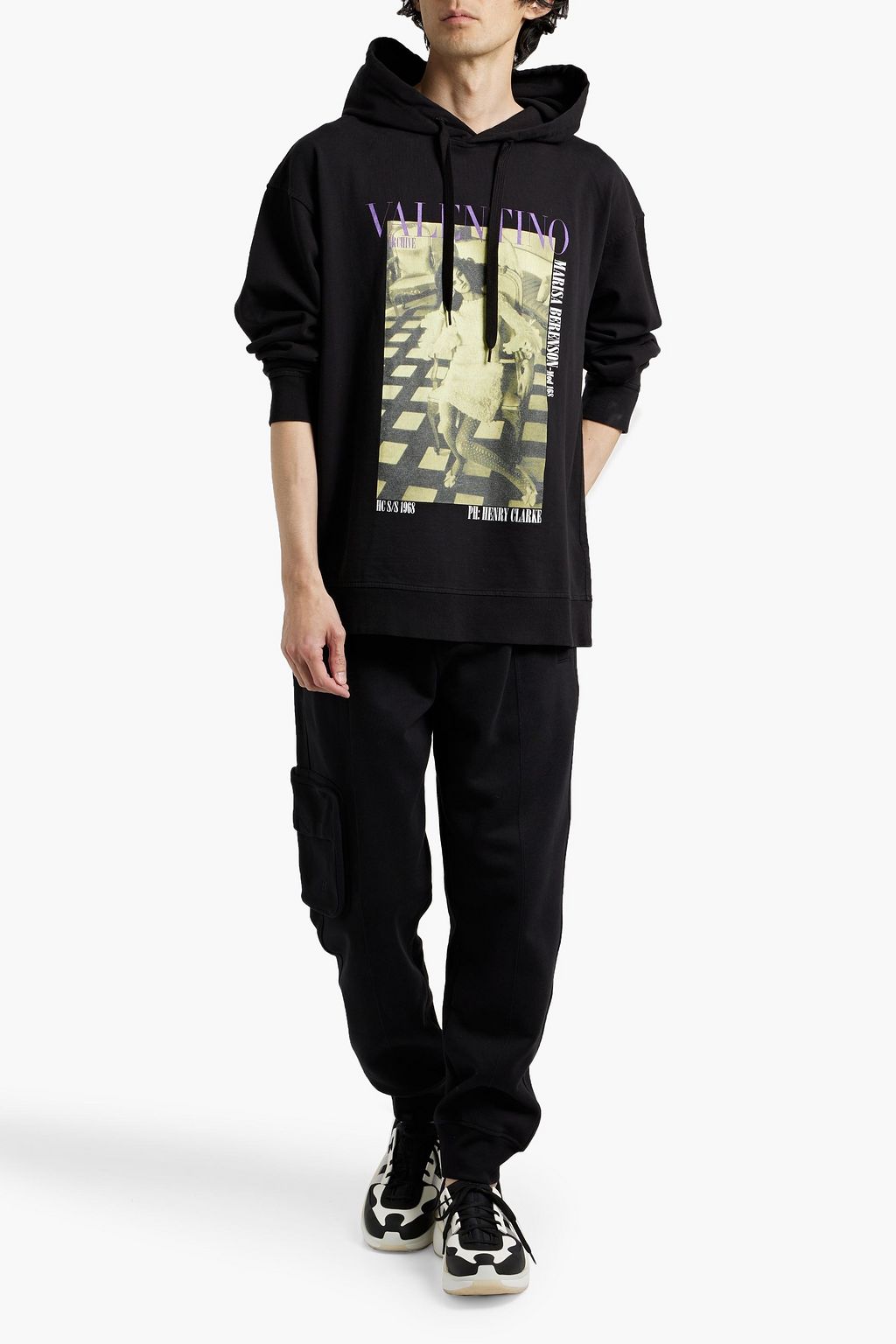 VALENTINO GARAVANI Printed French cotton-terry hoodie