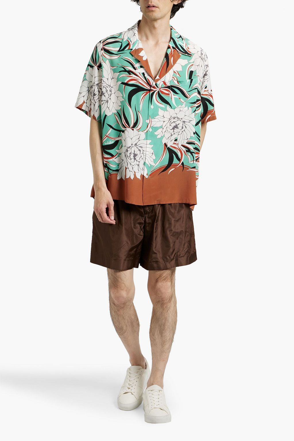 VALENTINO GARAVANI Floral-print silk-crepe shirt