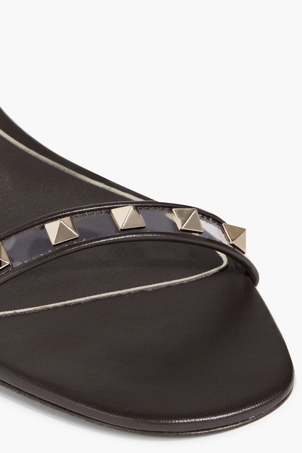 VALENTINO GARAVANI Rockstud leather-trimmed PVC sandals
