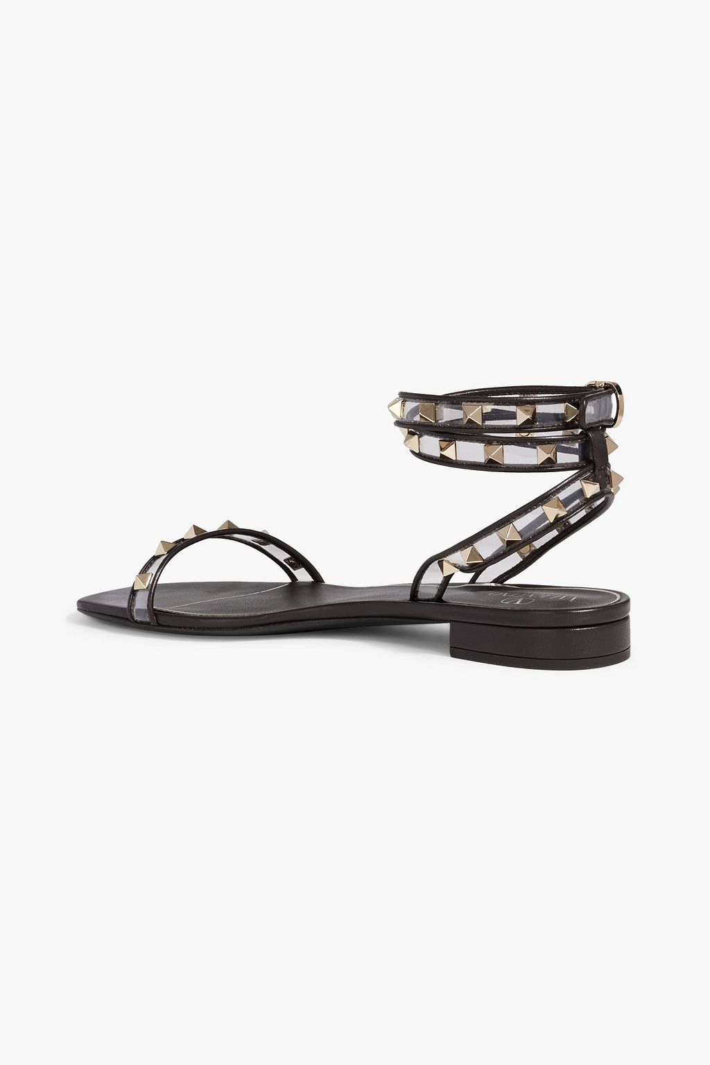 VALENTINO GARAVANI Rockstud leather-trimmed PVC sandals