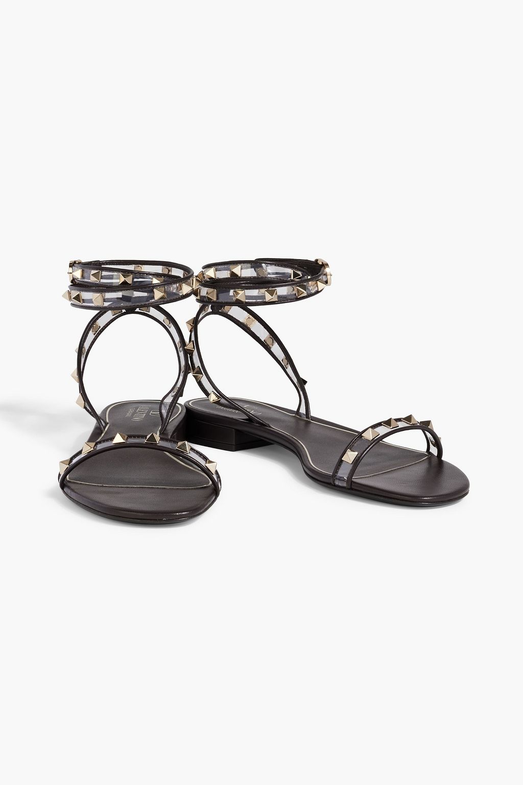 VALENTINO GARAVANI Rockstud leather-trimmed PVC sandals