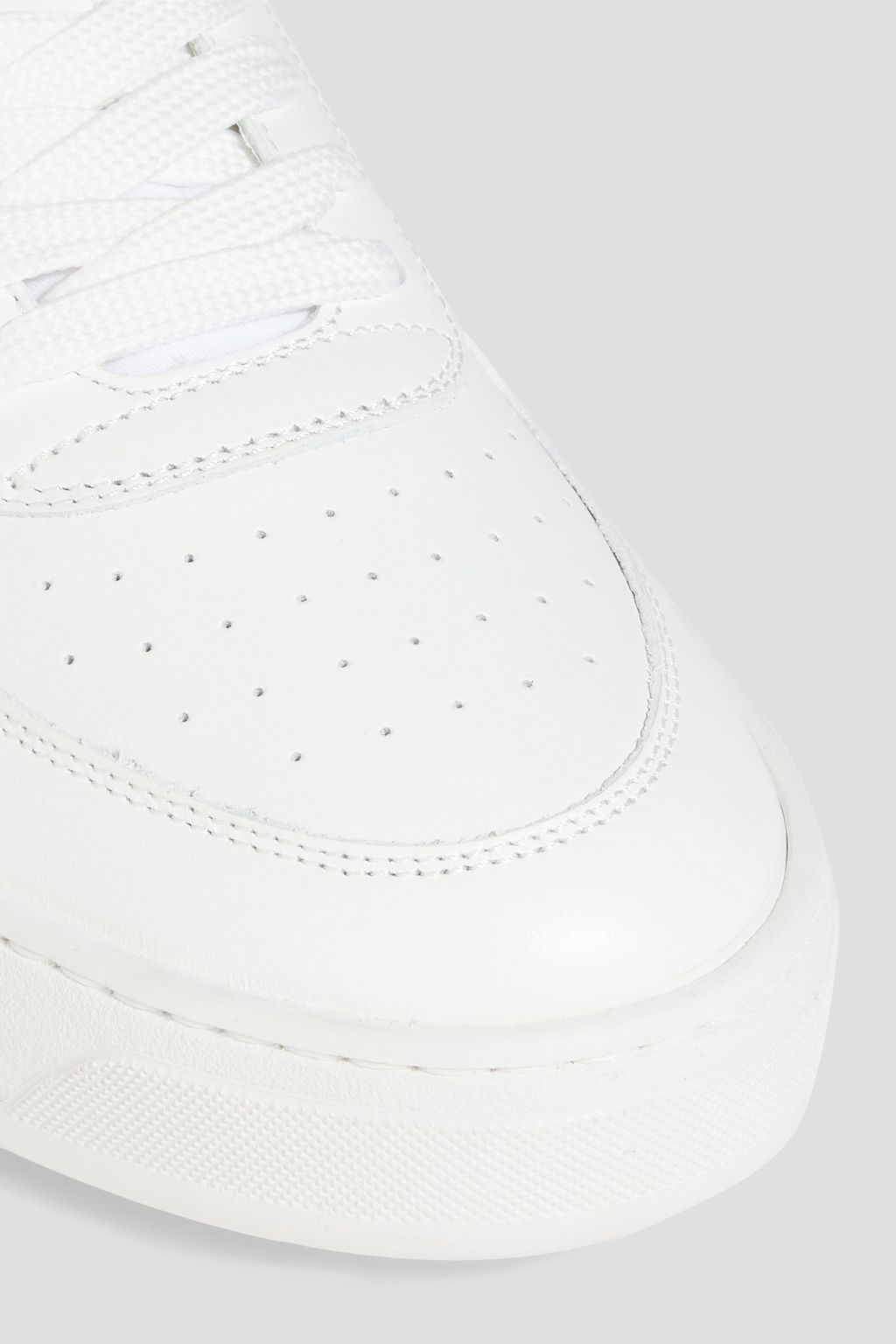 STUART WEITZMAN Courtside faux pearl-embellished leather sneakers